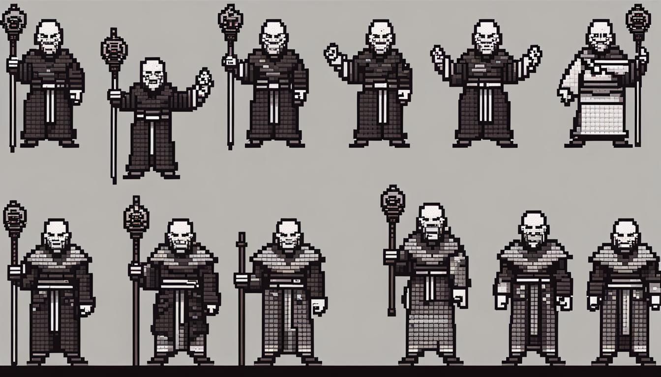 Monk's Dojo Pixel Art Sprite Sheet for Atari