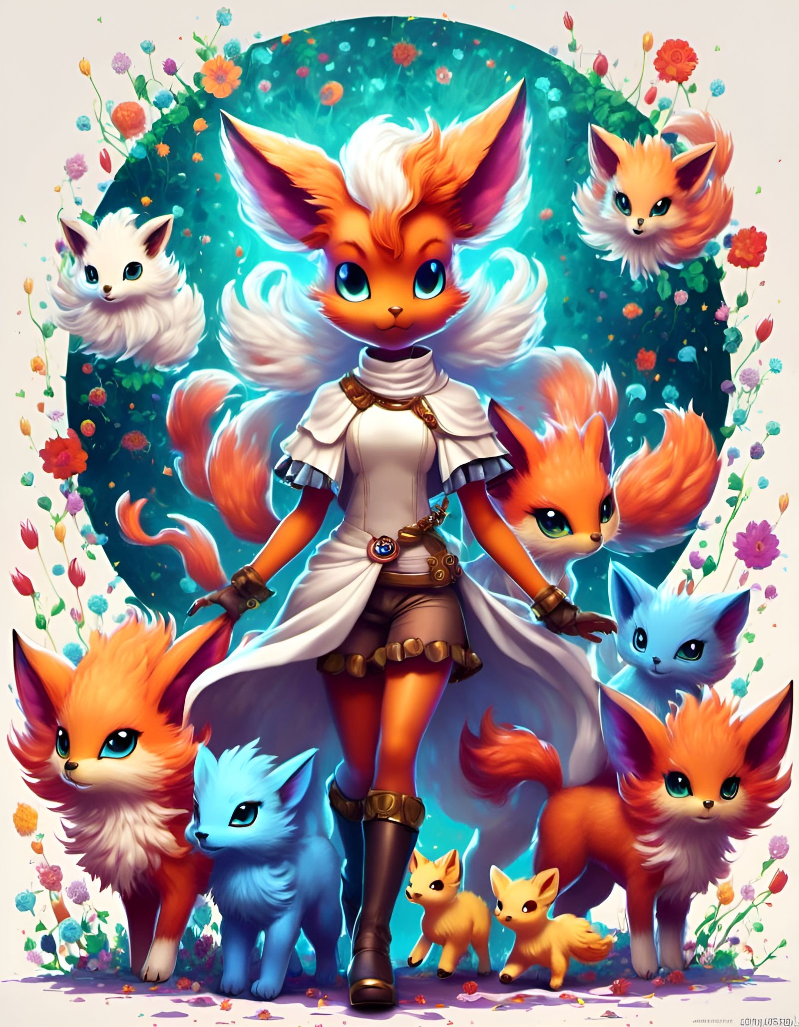 Humanoid Vulpix Girl Digital Art