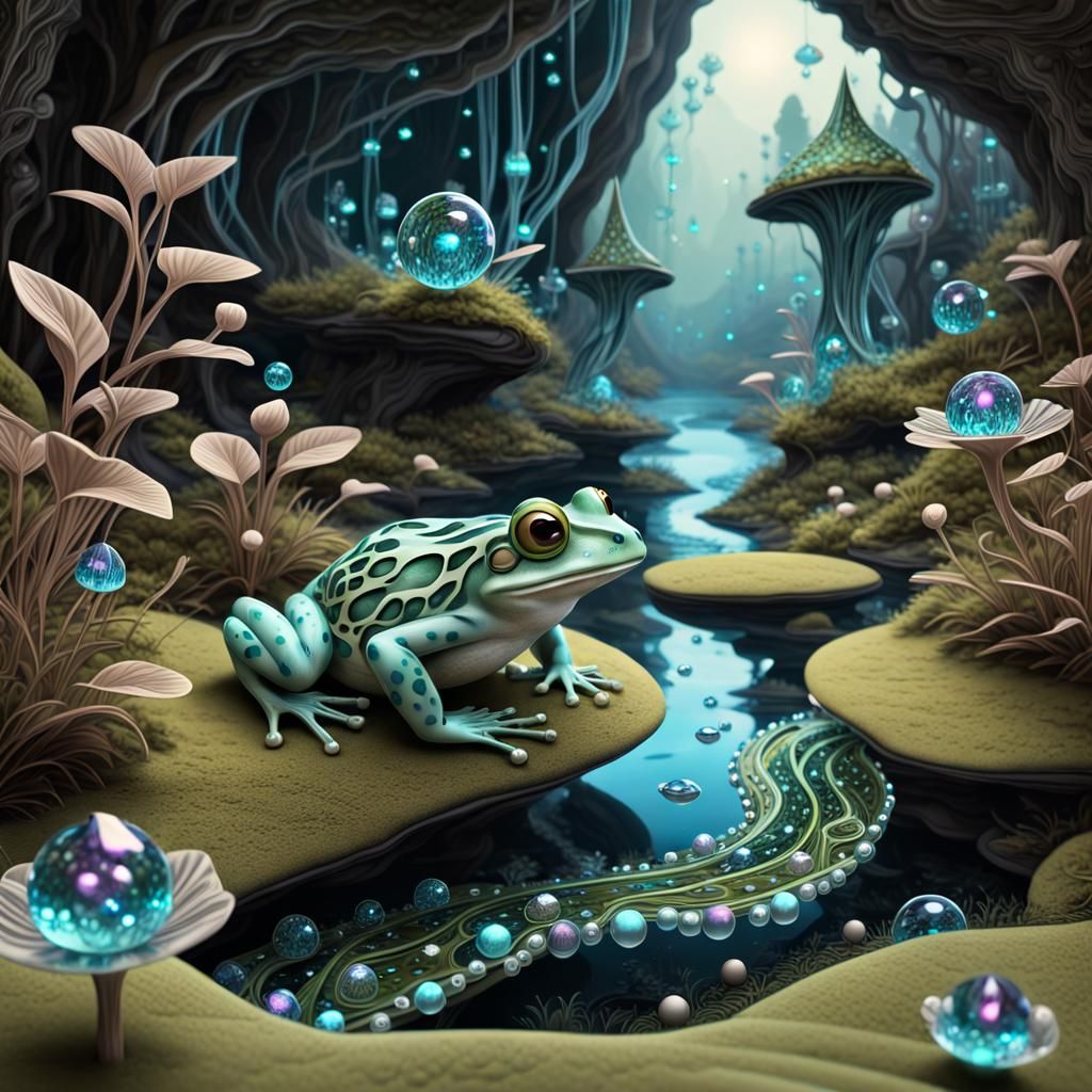 Crystal Frogs Journey to Lakeside: 3D Render