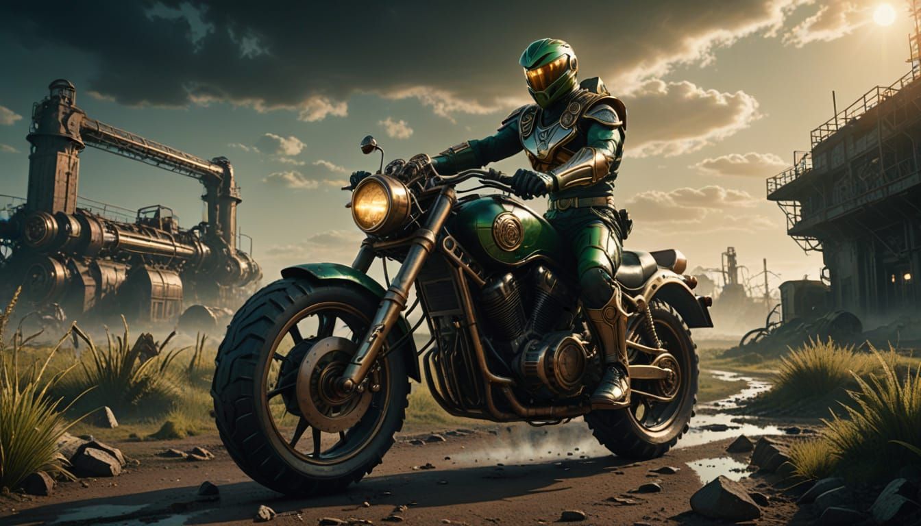 Steam-Powered Bronze Power Ranger Rides Through Post-Apocaly...