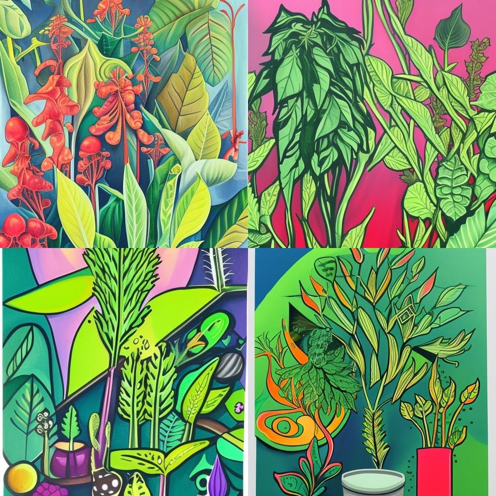 Growshop and Headshop Products in Gouache Painting Style