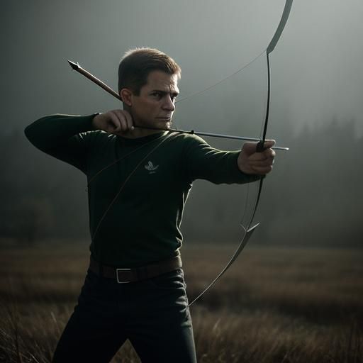 Cinematic Archer Launches Arrow in Moody Lighting