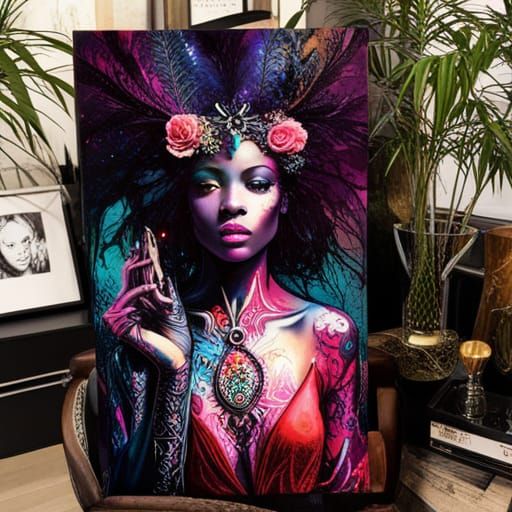 Enchanted Dark Skinned Fairy in a Prismatic Realm