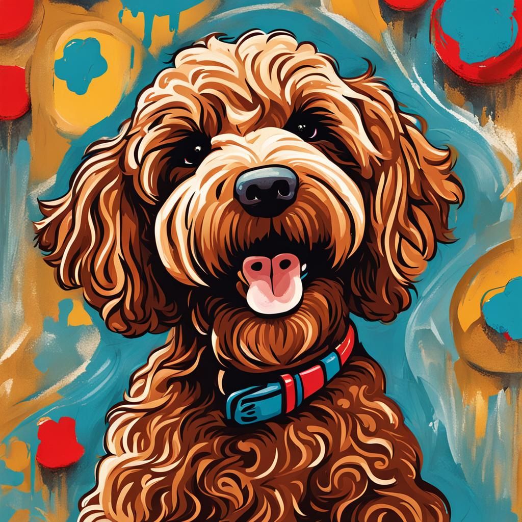 Happy Golden Doodle at Fenway Park: Abstract Art