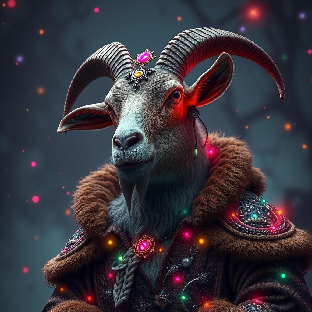 Majestic Goat in Warder Coat with Fairy Sprinkles