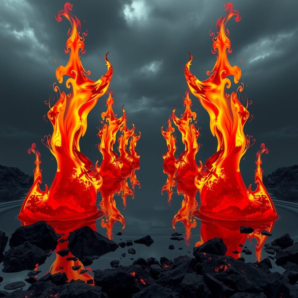 Fiery Fractal Portal with Infinity Mirror Effect