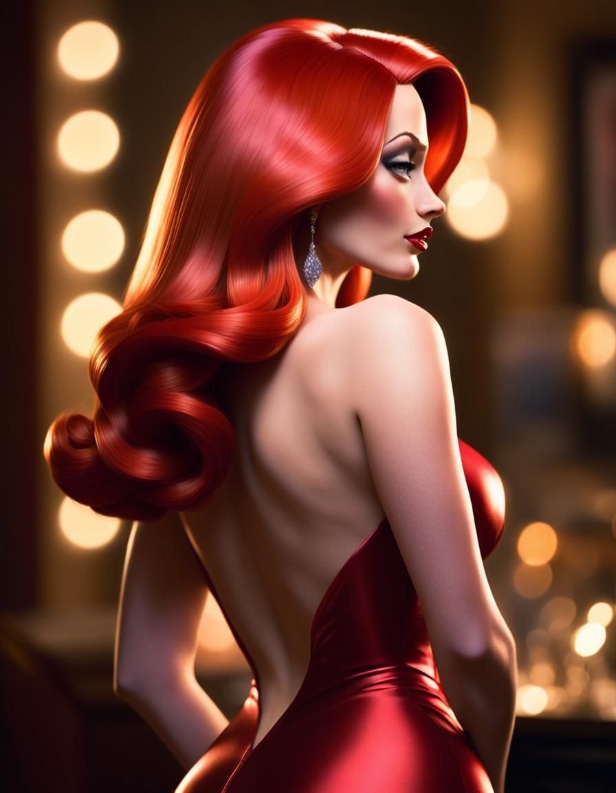 Jessica Rabbit Rear View: Photorealistic Fantasy Art