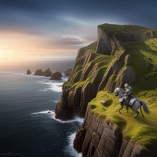 knight on horse on a cliff
