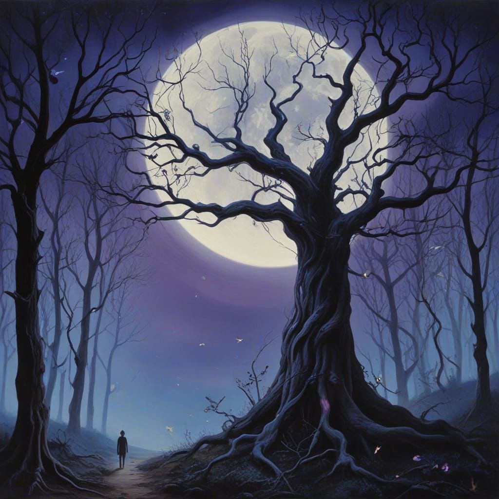 Ethereal Figure in a Dark, Misty Forest