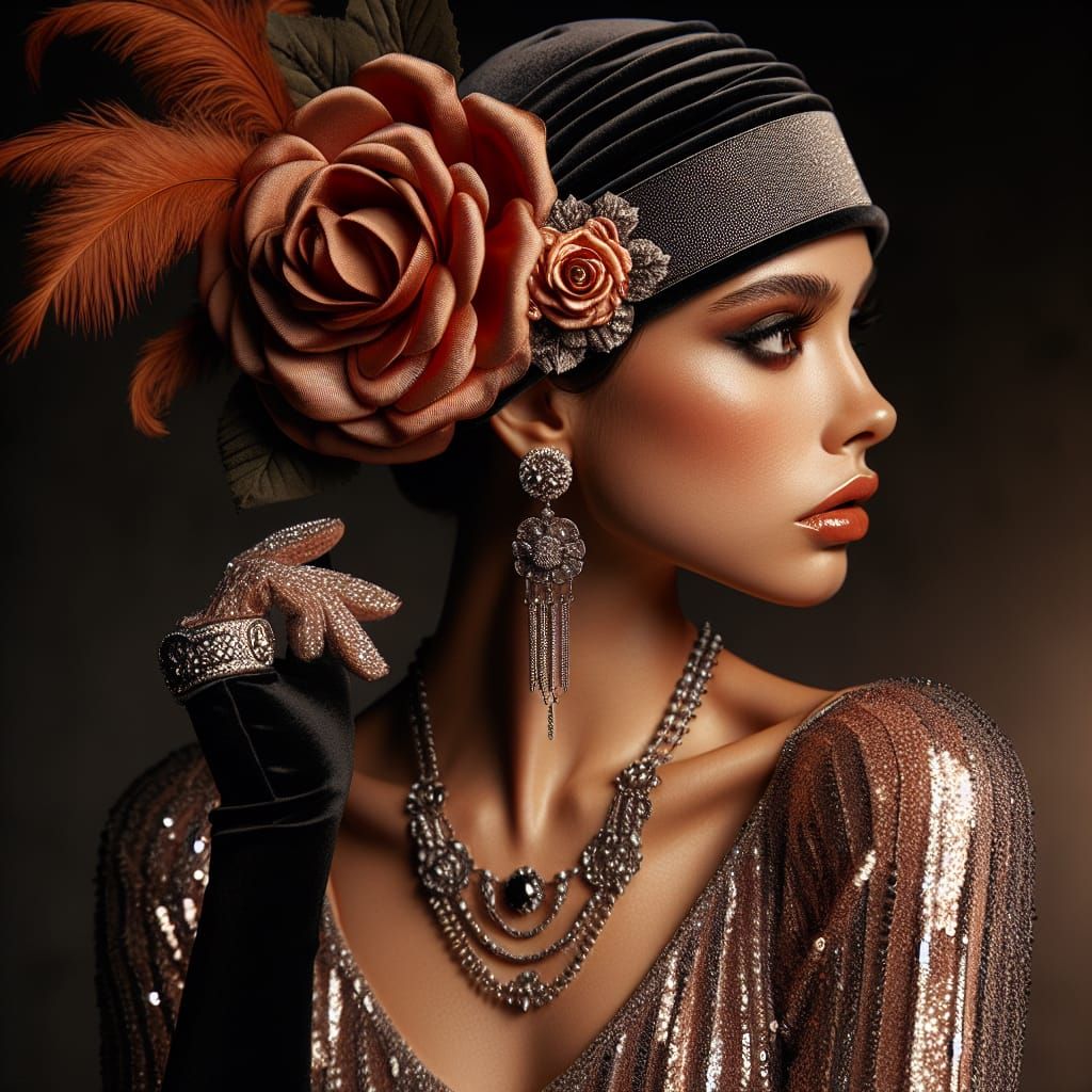 Glamorous Woman in 1920s Flapper Style, Octane Render