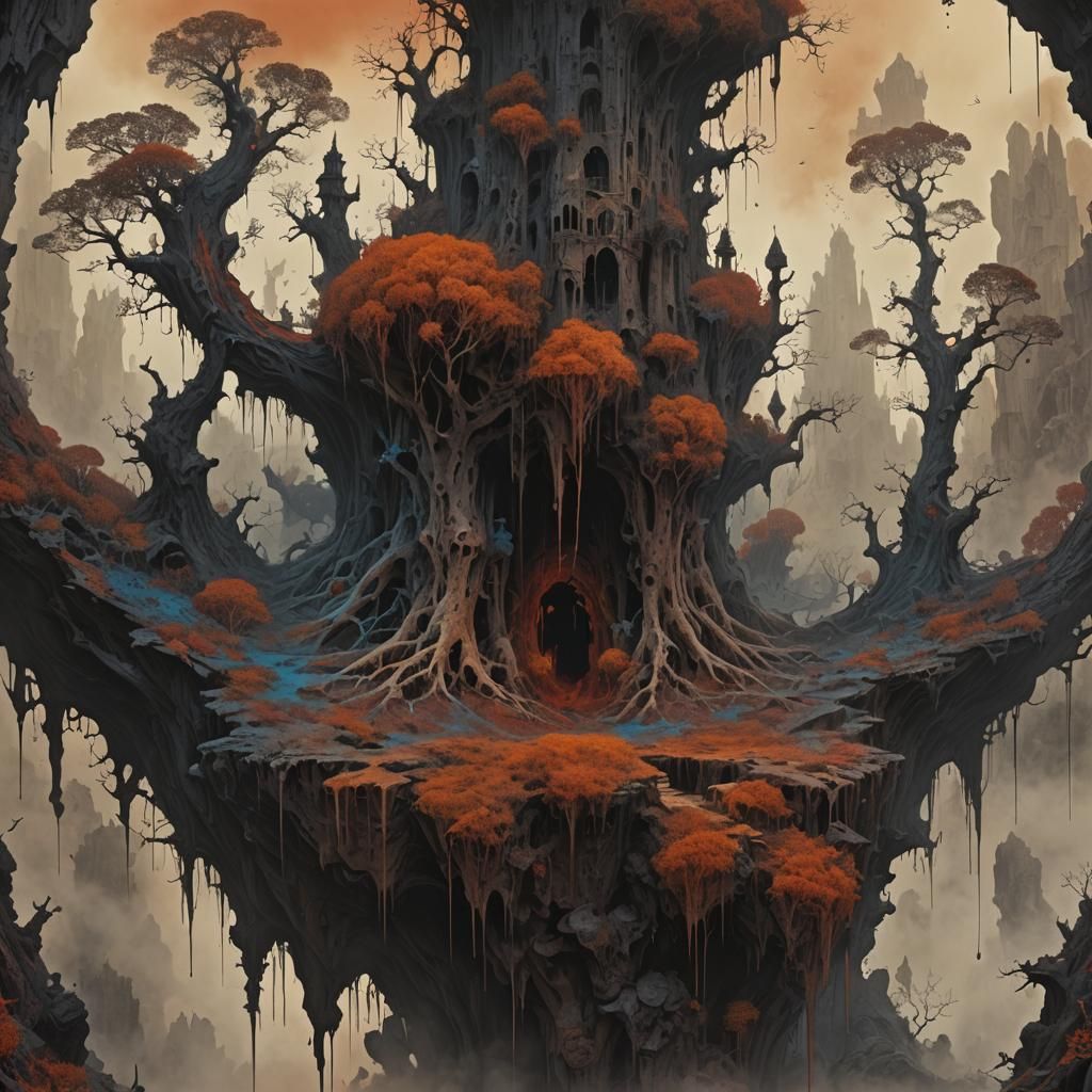 Ink Blot Test in Beksinski Style