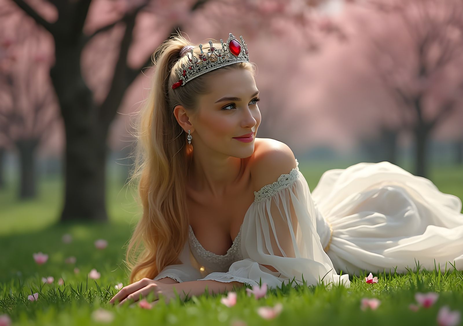 Norse Goddess Sjöfn in Spring Grove Oil Painting