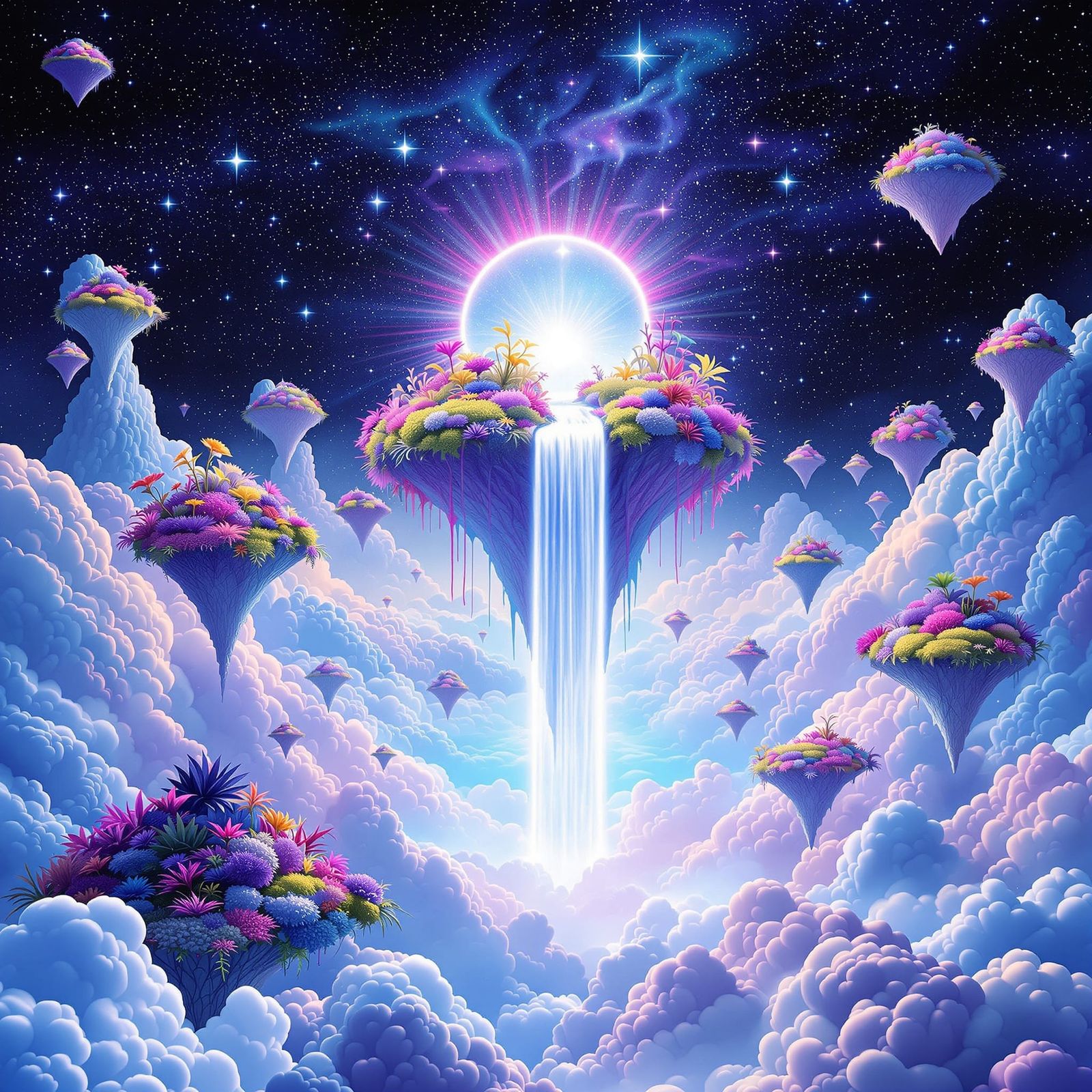 Psychedelic Floating Islands in Cosmic Expanse