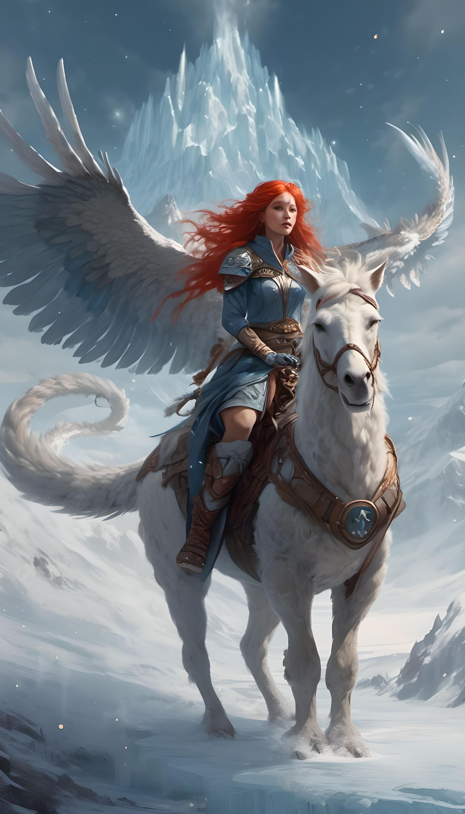 Goddess Rides Raptor in Animation Style