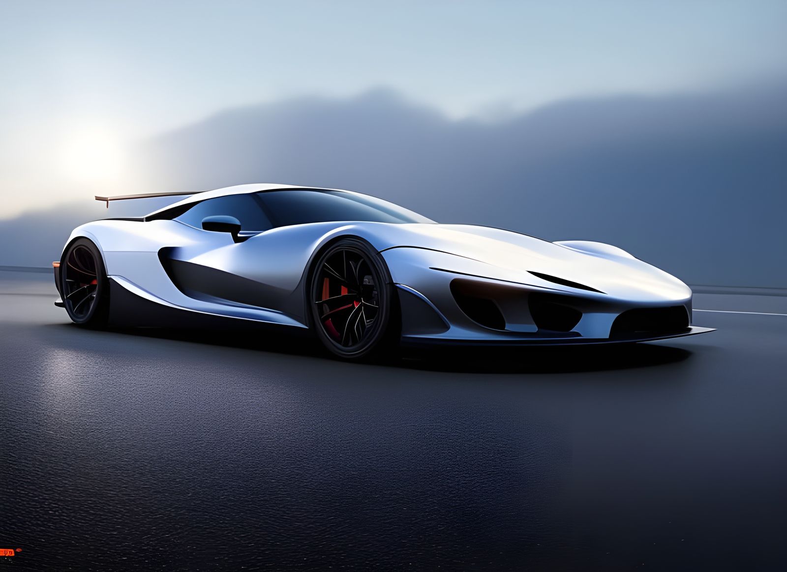 Futuristic Three-Seater Car in Hyperreal Style