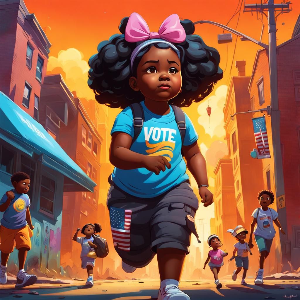 Girl Voting with Parents in US Election