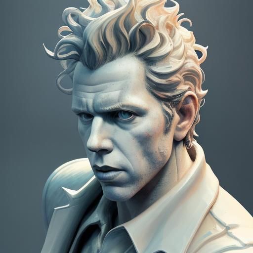 Hyperrealistic Statue of Tom Waits as Splash Art