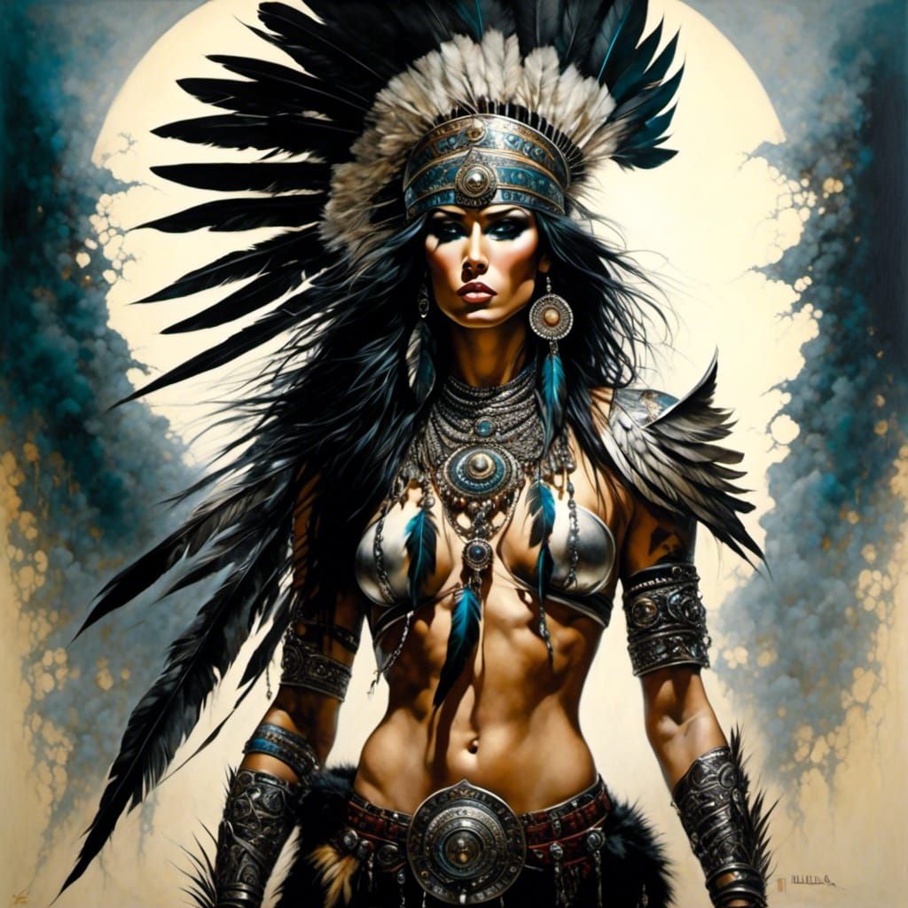 Tribal Warrior with Tattoos: A Striking Portrait