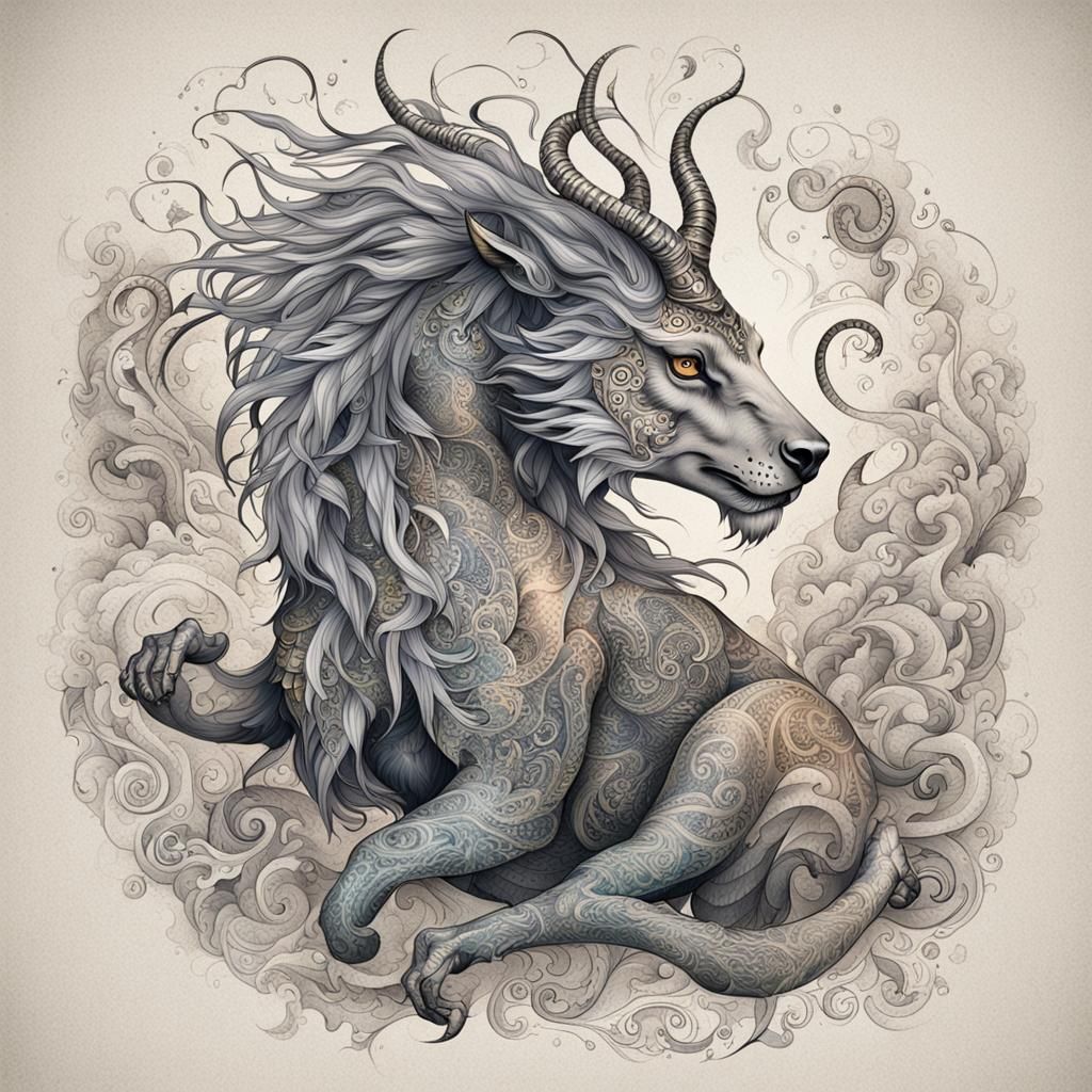 Mystical Creature with Living Tattoos