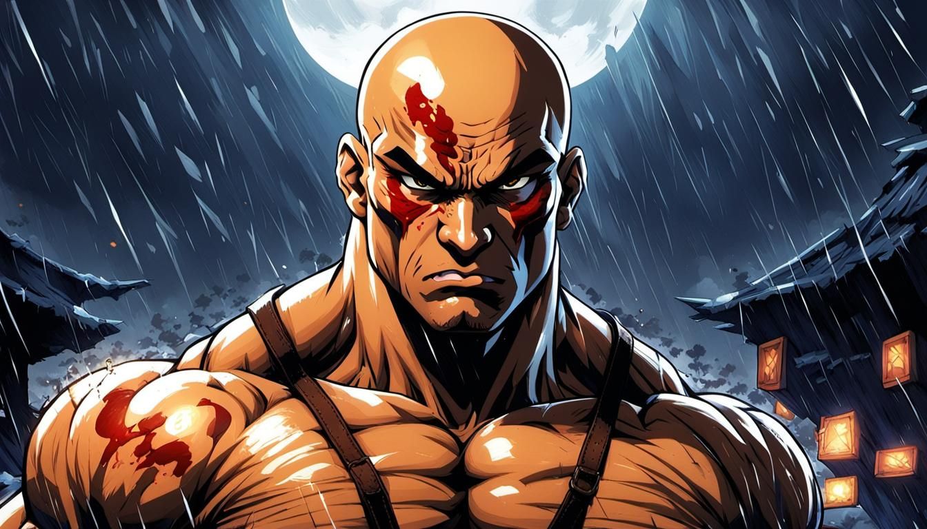 Sagat from Street Fighter in Anime Style