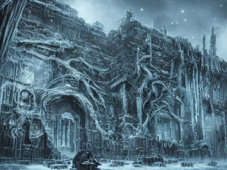 Cosmic Horror City Frozen in Ice and Snow