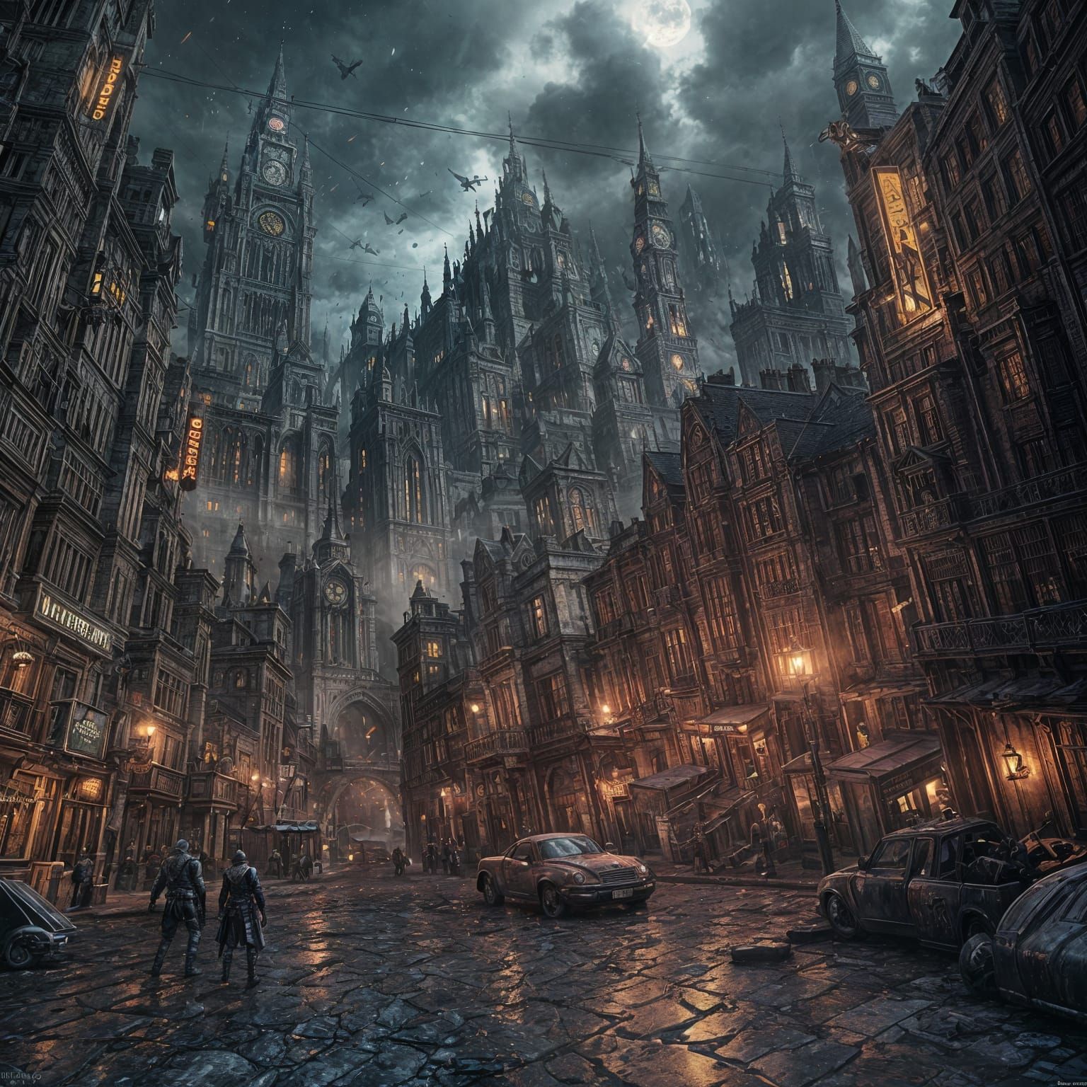 Fantastical Arkham Cityscape in Vibrant Colors
