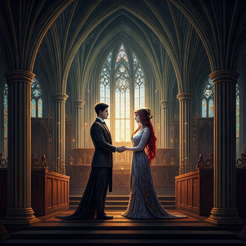 Jack of Spades Weds Queen of Hearts in Gothic Card Cathedral