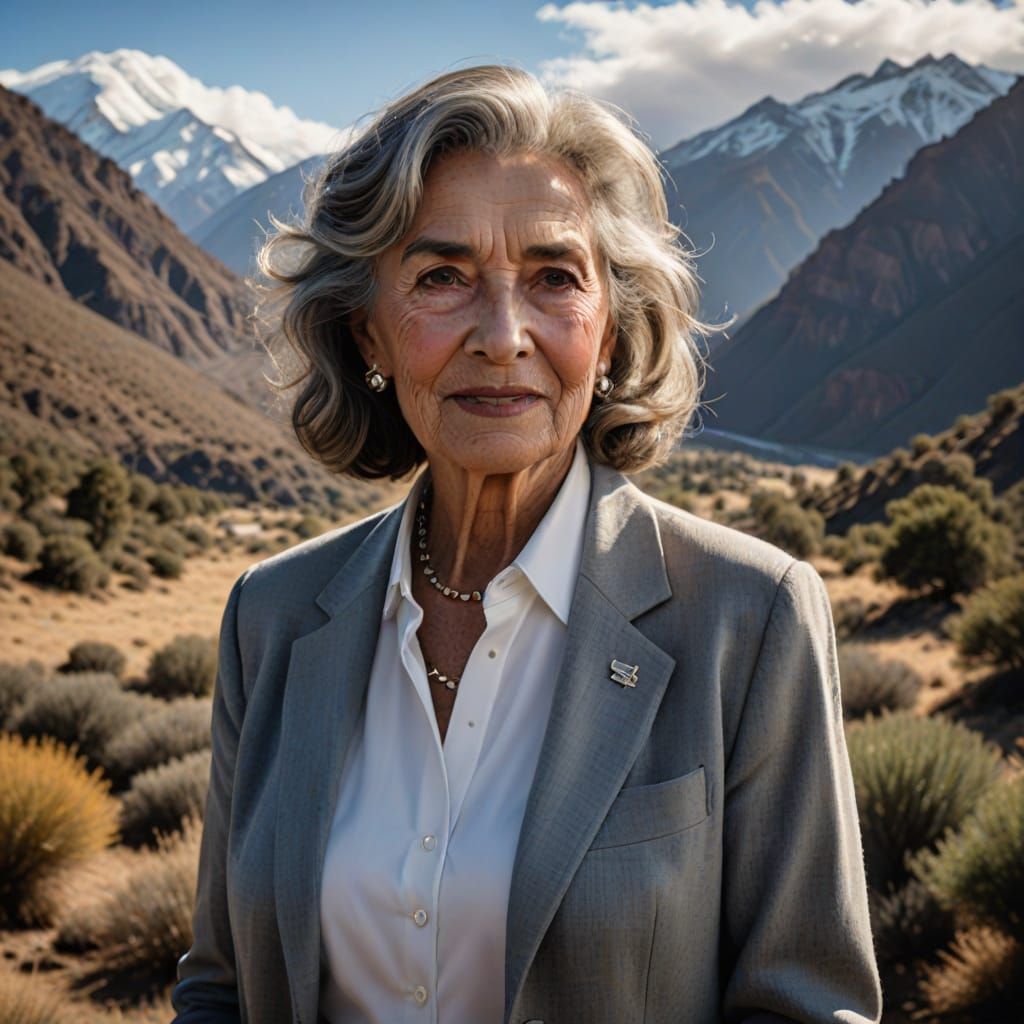 Elegant Portrait of a Spanish-Chilean Woman in a Photorealis...