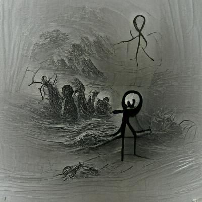 Horrific Stick Figure in Gustave Doré Style