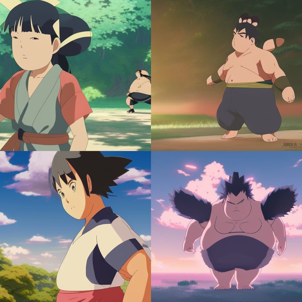 Sumo Wrestler Pokemon Trainer in Anime Style