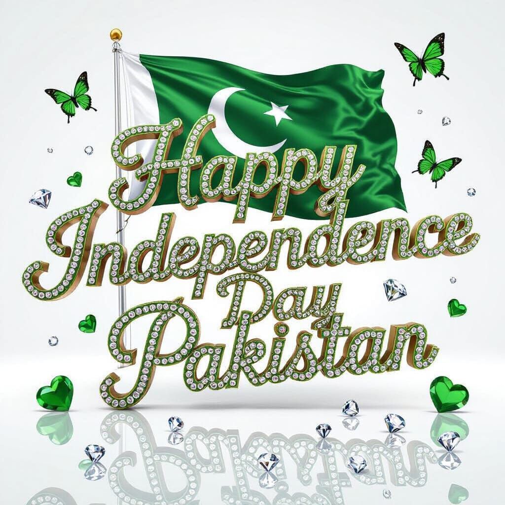 Happy Independence Day Pakistan in 3D Cursive