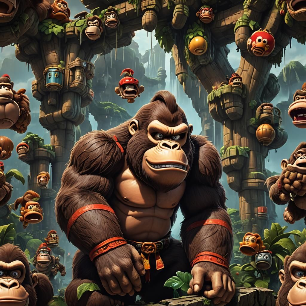 Detailed Donkey Kong Portrait in Fantasy Concept Art Style