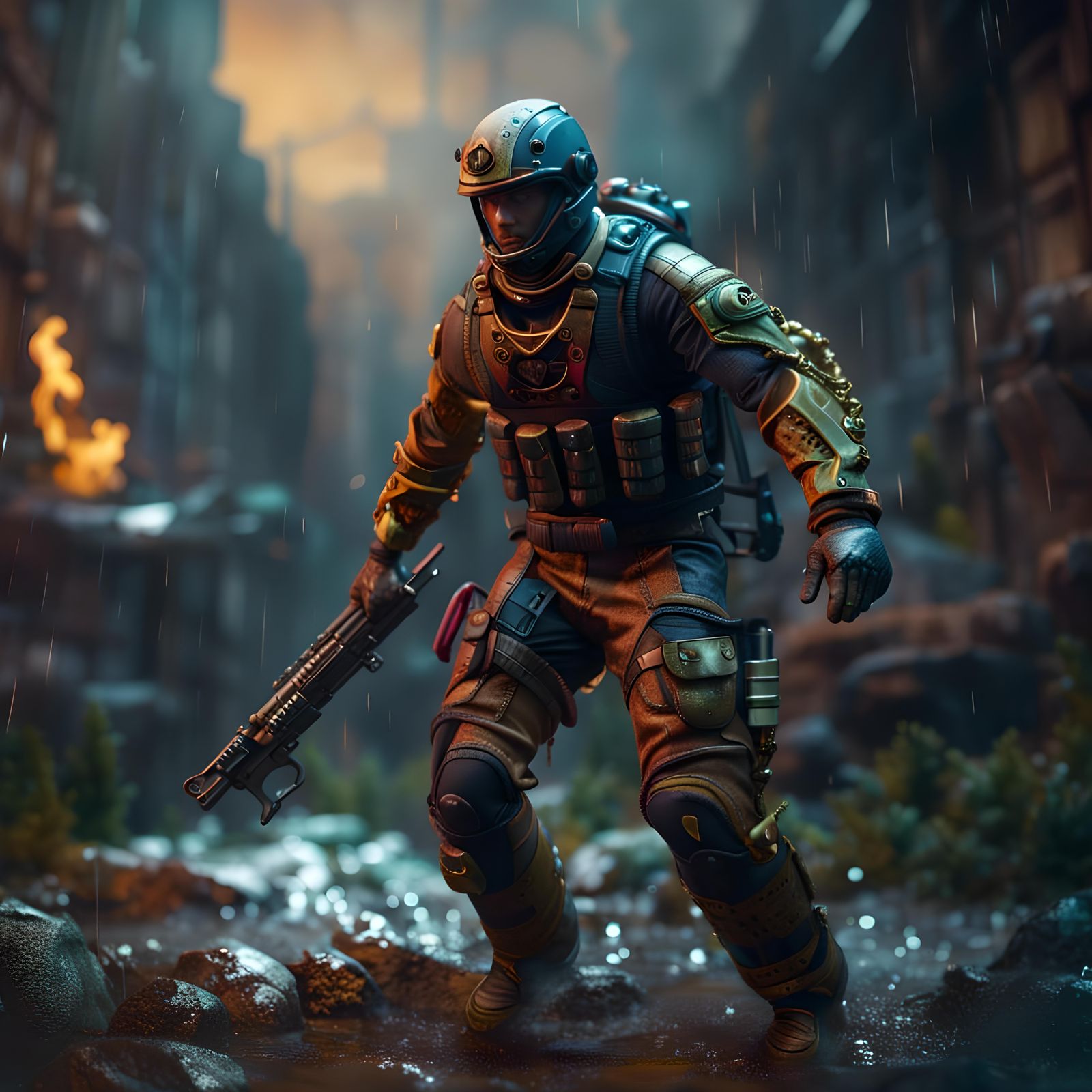 Detailed Action Man Figurine, Fantasy Concept Art