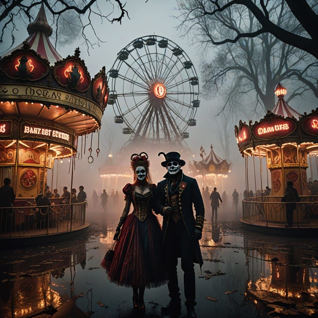 Dancing Jesters in a Cursed Amusement Park