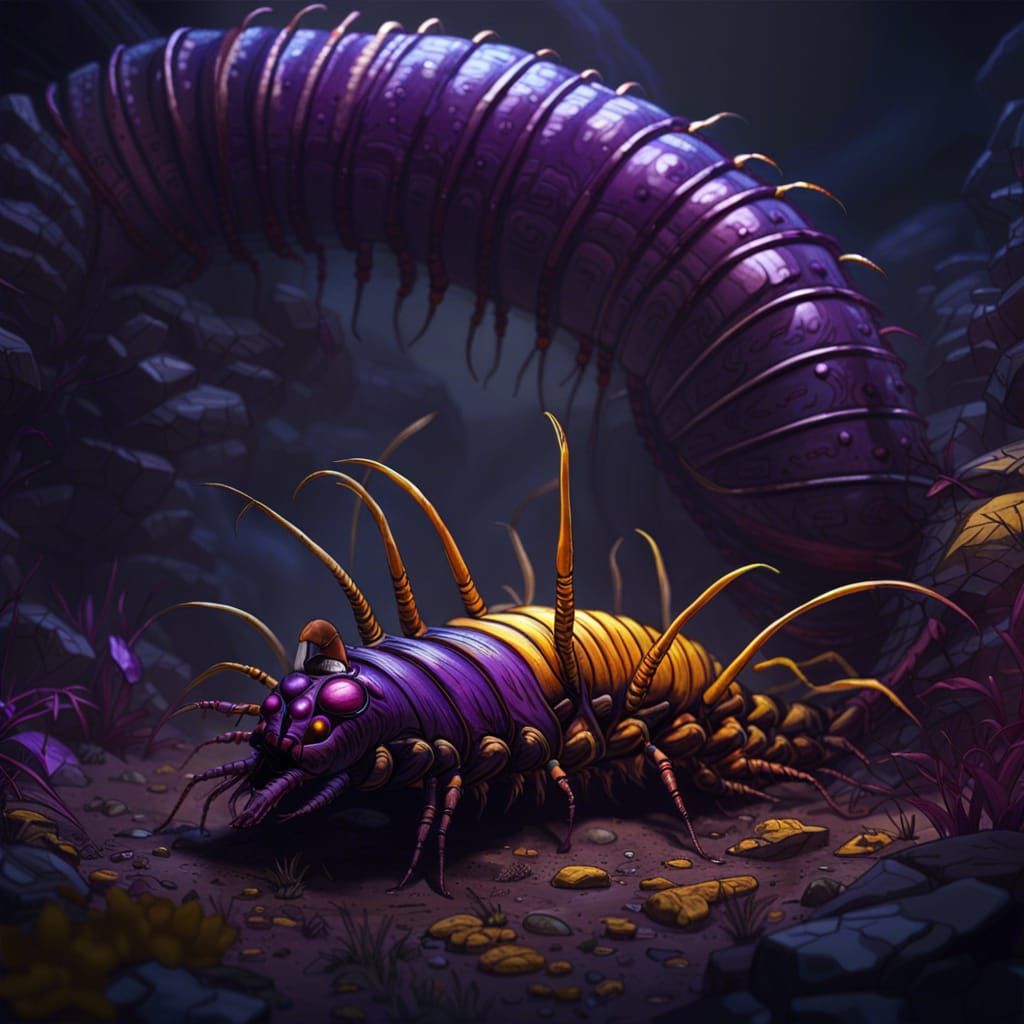 Hyperdetailed Centipede in Dark Fantasy Style