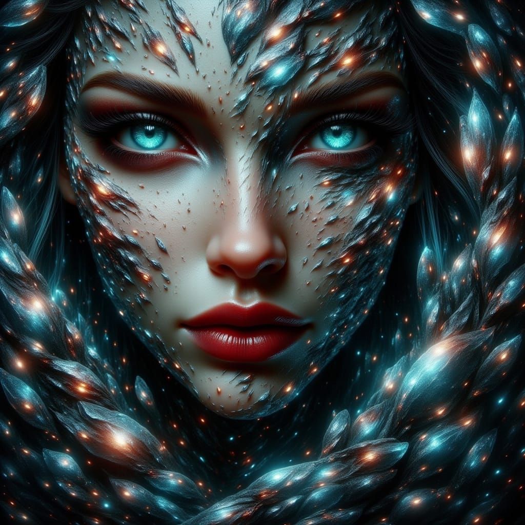 Cosmic Dreamscape in Monochromatic Chrome and Obsidian