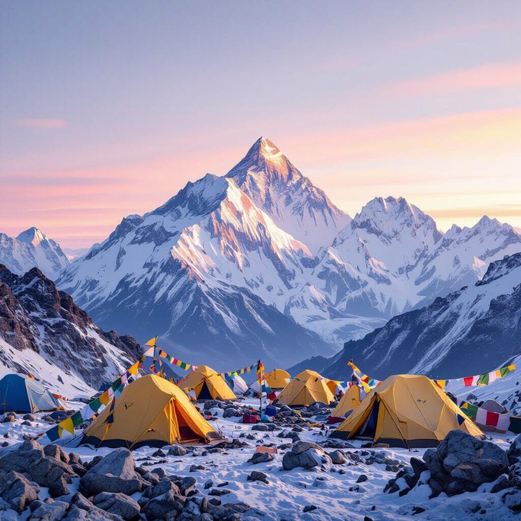Mount Everest at Dawn: Hyperrealistic Landscape Photography