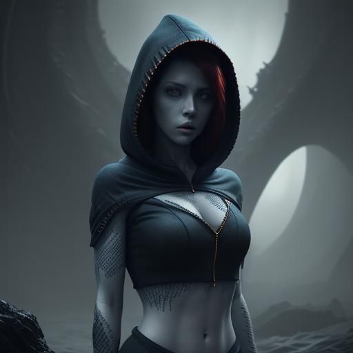 Lovecraftian Woman in Hyperrealistic Style