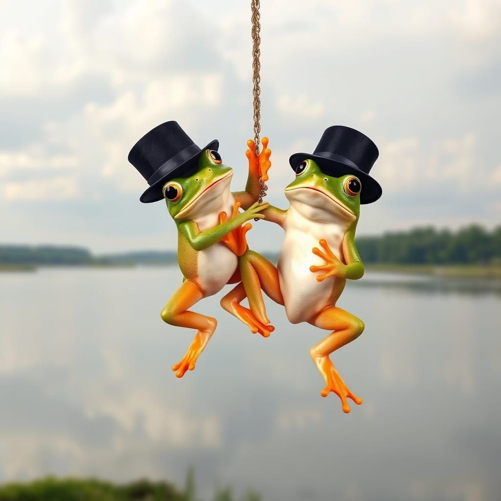 Two Whimsical Frogs