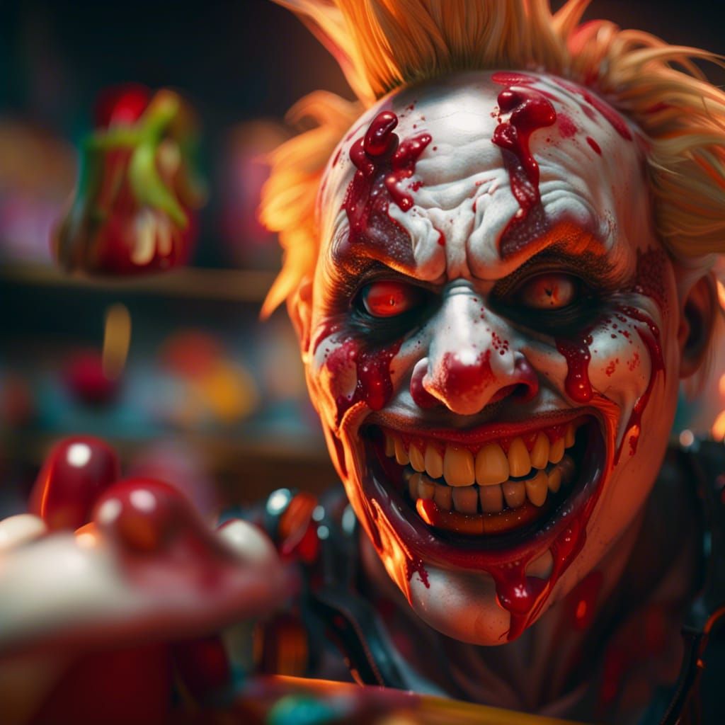 Blood-Smeared Sweet Tooth Portrait in Hypermaximalist Style