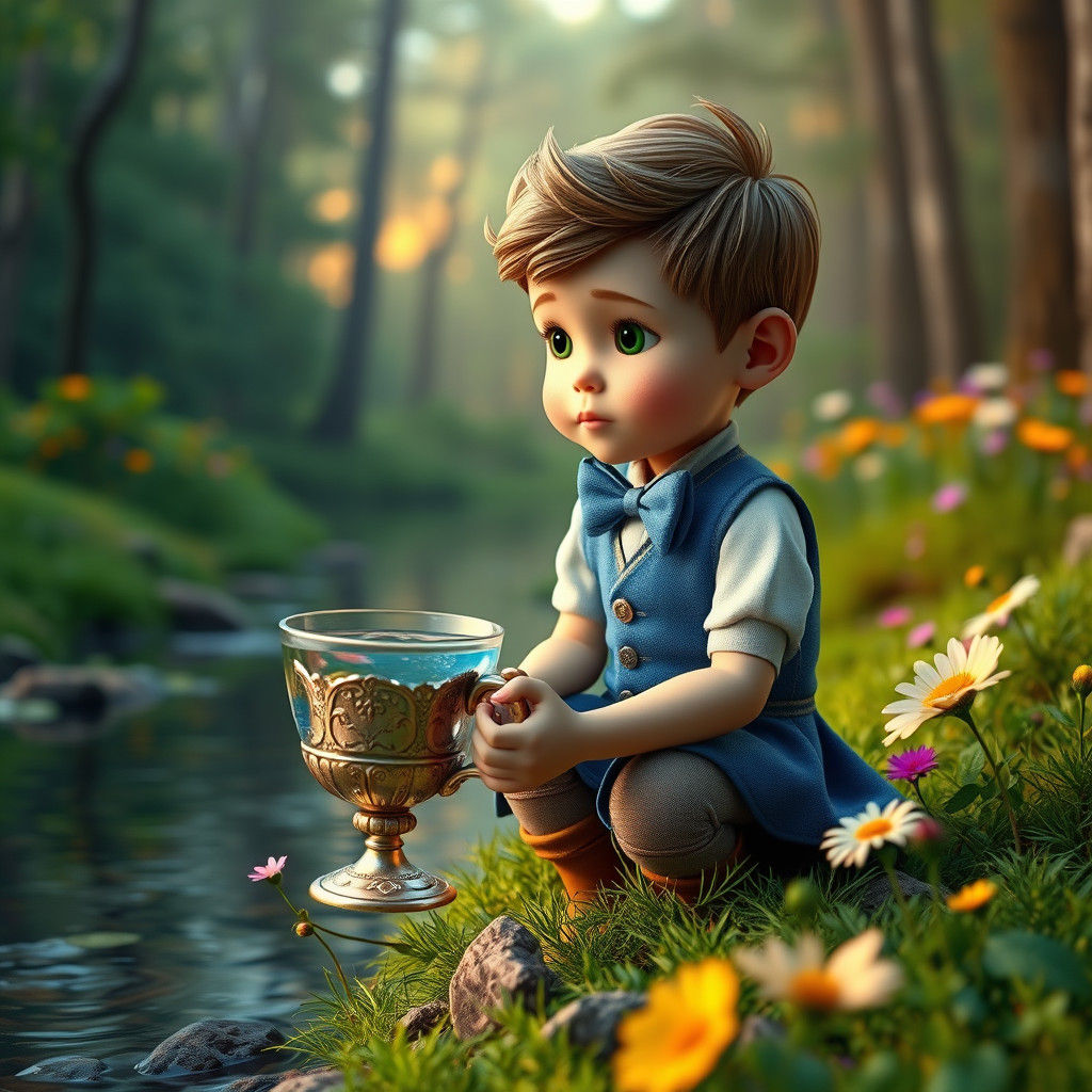 Alice in Wonderland Inspired Boy Reflecting in River