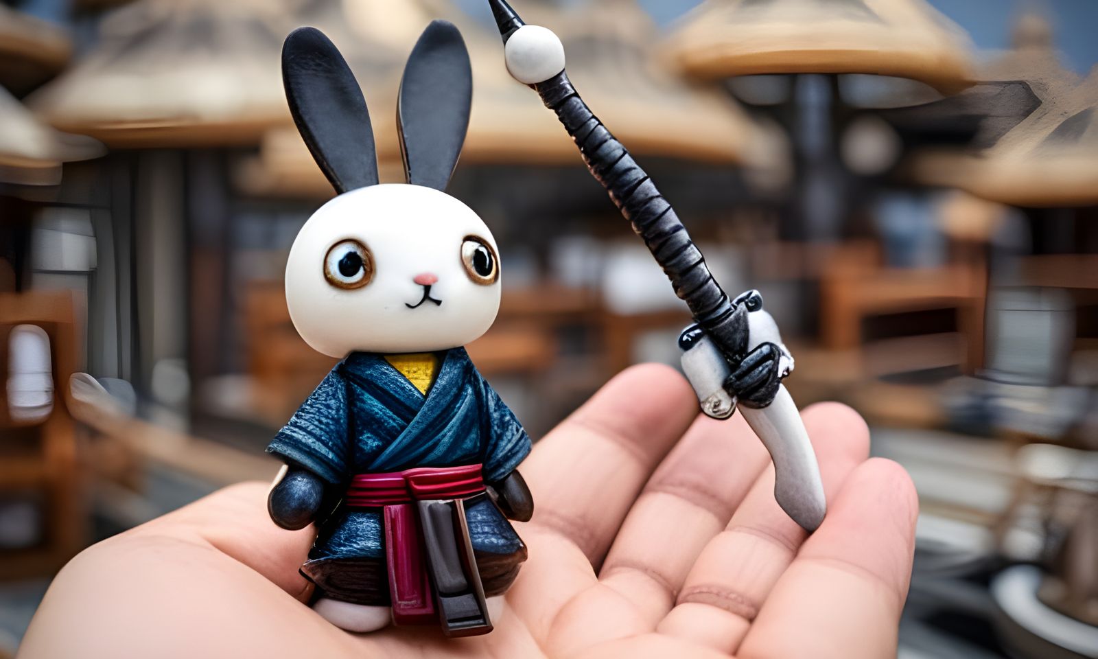 Tiny Bunny with Oversized Samurai Sword