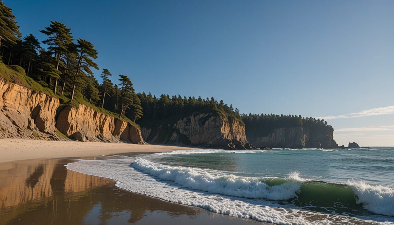 Majestic Cliffs and Forest Landscape by the Ocean