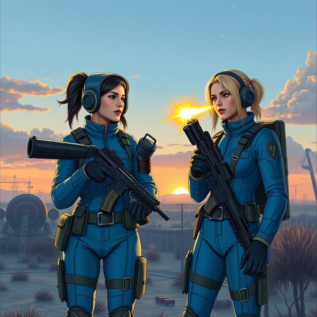 Vault Dwellers Confront a Cosmic Mutant in the Morning Light