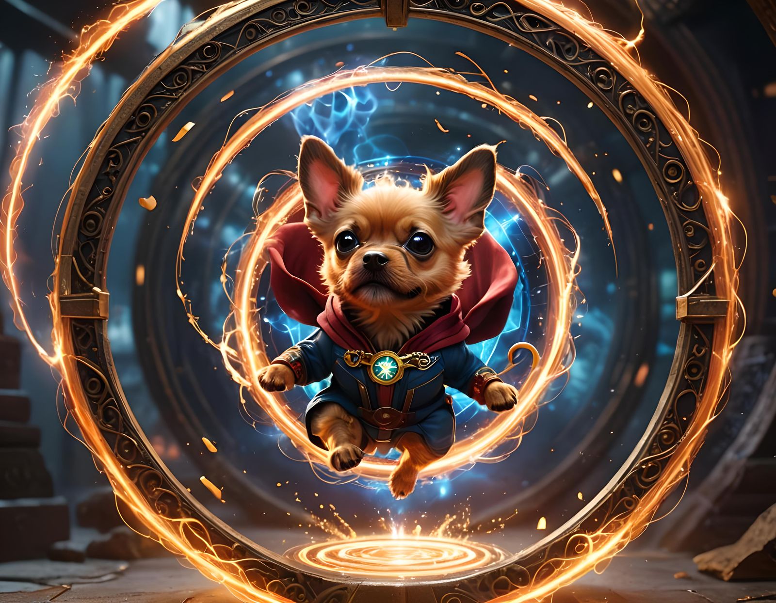 Alien Dog Sorcerer Supreme Leaping from Portal