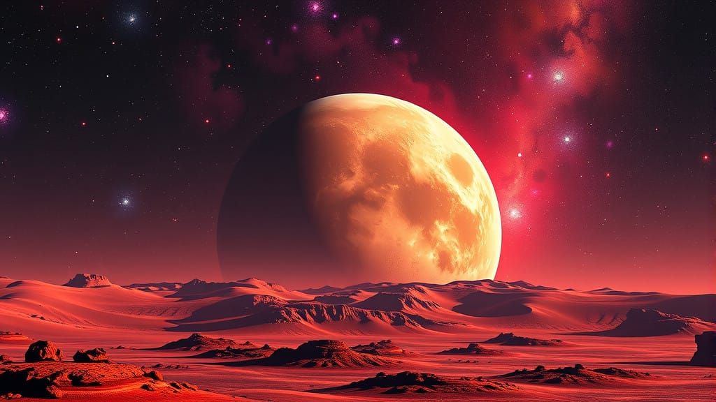 Mars Amidst Vibrant Galaxy