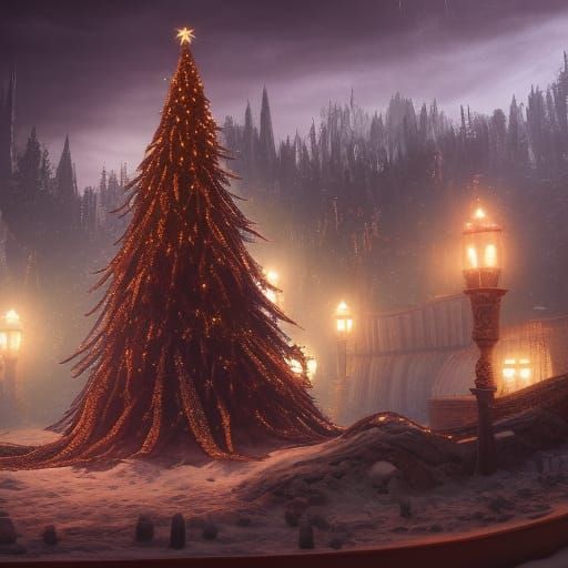 Fantastical Christmas Tree in Detailed Matte Painting