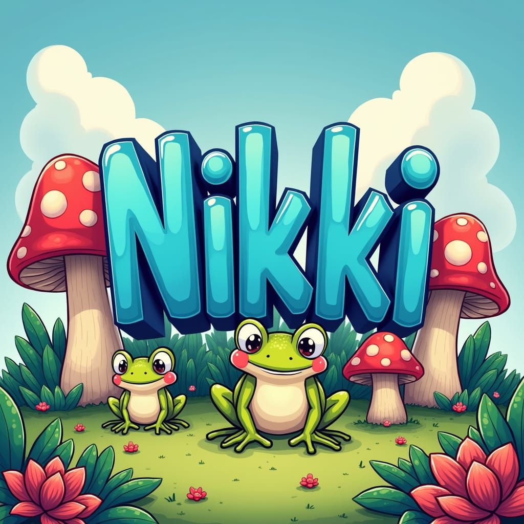 Nikki's Cartoon Garden in Bubble Letters