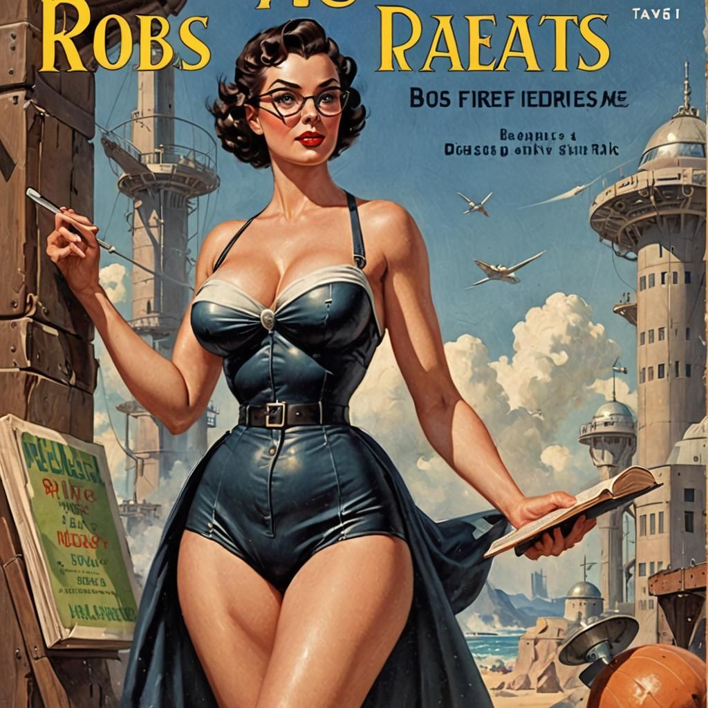 Retro Sci-Fi Book Cover Featuring Glamorous Woman
