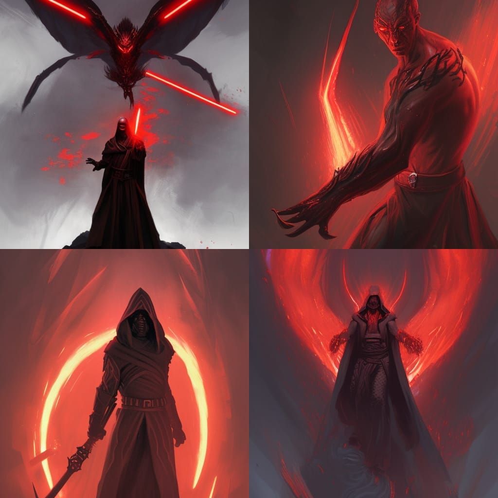 Fiery Sith Lord Phoenix in Dark Fantasy Style